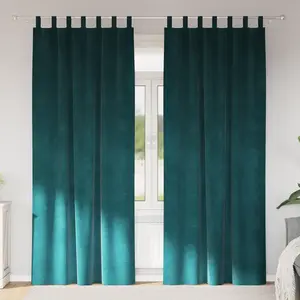 vidaXL Rideaux occultants 2 pcs Vert foncé 140 x 225 cm Velours pas cher