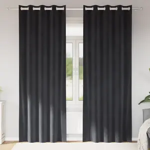 vidaXL Rideaux occultants avec oeillets 2 pcs Velours gris foncé pas cher