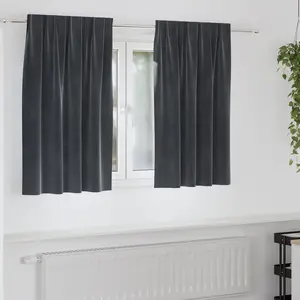 vidaXL Rideaux Blackout avec bande supérieure 2 pcs Velours gris foncé pas cher