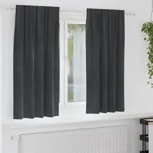 vidaXL Rideaux occultants 2 pcs Gris clair 140 x 175 cm Velours pas cher