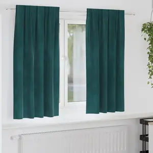 vidaXL Rideaux occultants 2 pcs Vert foncé 140 x 175 cm Velours pas cher