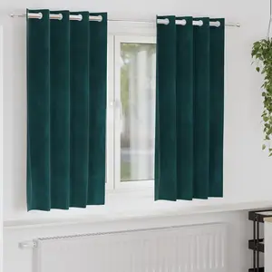 vidaXL Rideaux Occultants avec  illets 2 pcs Vert Foncé Velours pas cher