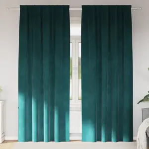 vidaXL Rideaux occultants 2 pcs Vert foncé 140 x 260 cm Velours pas cher