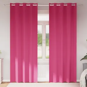 vidaXL Rideaux avec des rideaux 2 pcs Rose vif 245 x 140 cm Polyester pas cher