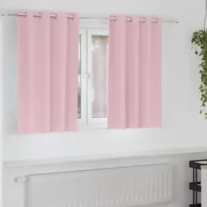 vidaXL Rideaux avec des rideaux 2 pcs Rose bébé 140 x 140 cm Polyester pas cher