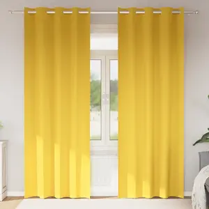 vidaXL Rideaux 2 pcs jaune moutarde 245 x 140 cm Polyester pas cher