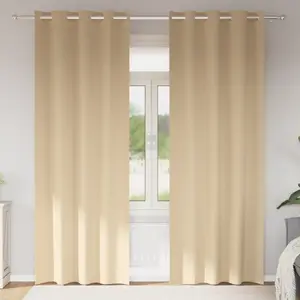 vidaXL Rideaux avec des rideaux 2 pcs Crème 260 x 140 cm Polyester pas cher
