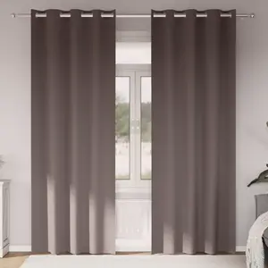 vidaXL Rideaux 2 pcs Marron foncé 225 x 140 cm Polyester pas cher