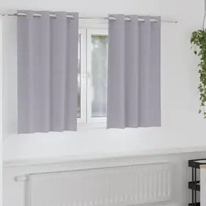 vidaXL Rideaux 2 pcs Gris métallique 140 x 140 cm Polyester pas cher