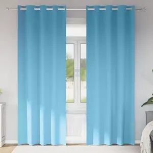 vidaXL Rideaux 2 pcs Bleu clair 225 x 140 cm Polyester pas cher