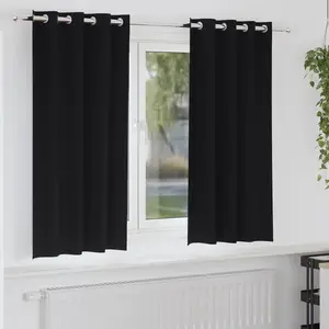 vidaXL Rideaux avec des rideaux 2 pcs Noir 175 x 140 cm Polyester pas cher