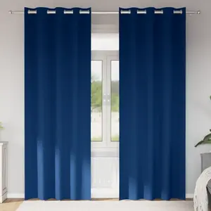 vidaXL Rideaux 2 pcs Bleu foncé 225 x 140 cm Polyester pas cher