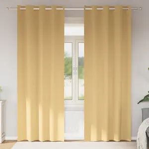 vidaXL Rideaux avec des rideaux 2 pcs Beige 225 x 140 cm Polyester pas cher