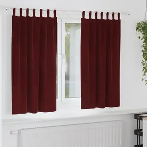 vidaXL Vidaxl Rideaux 2 Pcs Rouge Bordeaux 140 X 175 Cm Velours pas cher