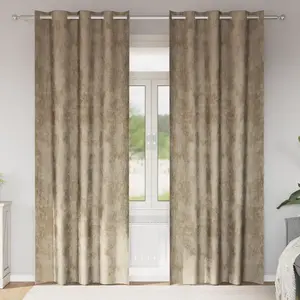 vidaXL Rideaux en Velours 2 pcs avec oeillets Champagne 225x140 cm pas cher