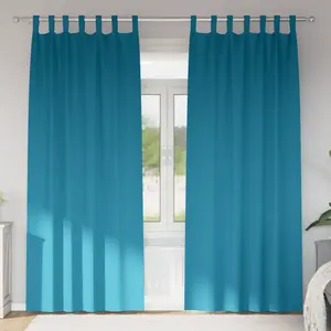 vidaXL Rideaux avec des rideaux 2 pcs Turquoise 245 x 140 cm Polyester pas cher