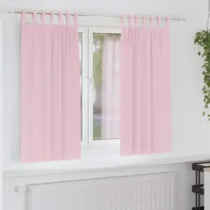 vidaXL Rideaux avec des rideaux 2 pcs Rose bébé Polyester pas cher