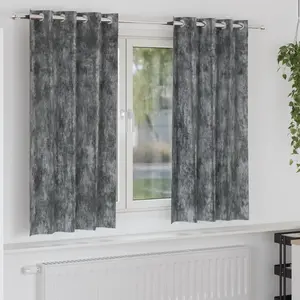 vidaXL Rideaux en velours 2 pcs avec oeillets Gris 175x140 cm pas cher