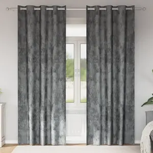 vidaXL Rideaux en velours 2 pcs avec oeillets gris 225x140 cm pas cher