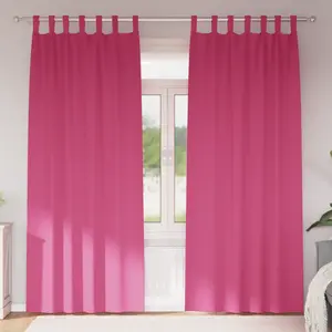 vidaXL Rideaux avec des rideaux 2 pcs Rose vif 260 x 140 cm Polyester pas cher