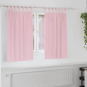 vidaXL Rideaux avec des rideaux 2 pcs Rose bébé Polyester pas cher