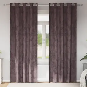 vidaXL Rideaux en velours marron 2 pcs avec oeillets 245x140 cm pas cher