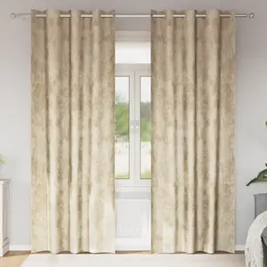vidaXL Rideaux en Velours 2 pcs avec  illets Crème 245x140 cm pas cher