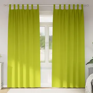 vidaXL Rideaux avec des rideaux 2 pcs Pomme verte Polyester pas cher