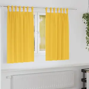 vidaXL Rideaux avec des rideaux 2 pcs jaune moutarde Polyester pas cher