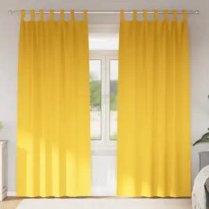 vidaXL Rideaux 2 pcs jaune moutarde 245 x 140 cm Polyester pas cher