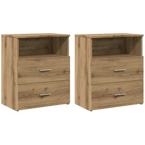 Comparateur de prix : vidaXL Vidaxl Tables De Chevet 2 Pcs Chêne Artisanal Bois D'ingénierie