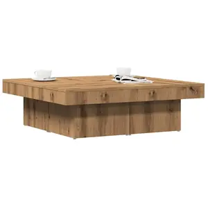 vidaXL Table basse chêne artisanal 90x90x28 cm bois d'ingénierie pas cher