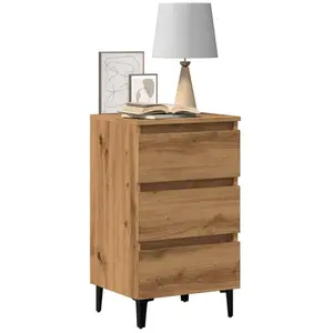 vidaXL Table de chevet avec pieds en métal chêne artisanal 40x35x69 cm pas cher