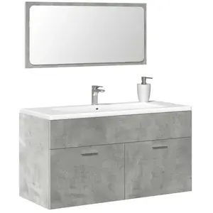 vidaXL Armoire de bain avec miroir gris béton bois d'ingénierie pas cher