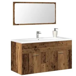 Comparateur de prix : vidaXL Armoire de salle de bain et miroir vieux bois bois d'ingénierie