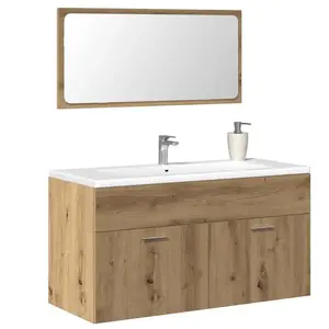 vidaXL Armoire de salle de bain avec miroir chêne artisanal pas cher