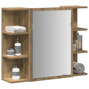 vidaXL Armoire à miroir de salle de bain chêne artisanal 80x20,5x64 cm pas cher