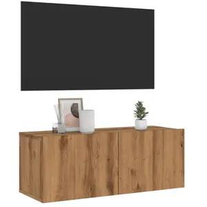 vidaXL Meuble TV mural chêne artisanal 80x30x30 cm bois d'ingénierie pas cher