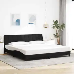 vidaXL Cadre de lit sans matelas noir 200x200 cm tissu pas cher