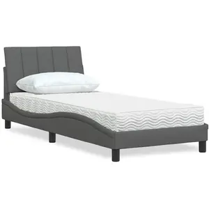 vidaXL Lit avec matelas gris foncé 80x200 cm tissu pas cher