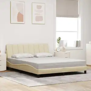 vidaXL Cadre de lit sans matelas crème 160x200 cm tissu pas cher