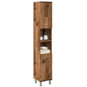 vidaXL Armoire de salle de bain vieux bois 30x30x179cm bois ingénierie pas cher