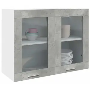 vidaXL Armoire en verre suspendue gris béton 80x31x60 cm pas cher