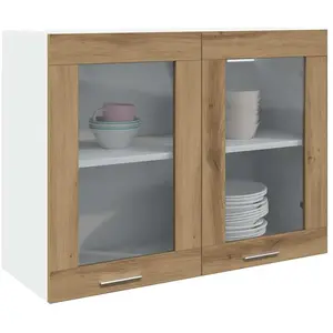 vidaXL Armoire en verre suspendue chêne artisanal bois d'ingénierie pas cher