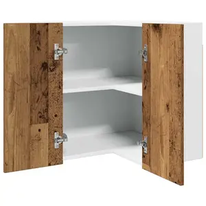 vidaXL Armoire d'angle suspendue vieux bois 57x57x60cm bois ingénierie pas cher