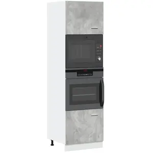 vidaXL Armoire à micro-ondes Gris béton 60x57x207 cm Aggloméré pas cher