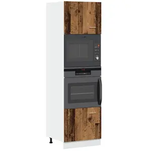 vidaXL Armoire à micro-ondes vieux bois 60x57x207 cm bois d'ingénierie pas cher