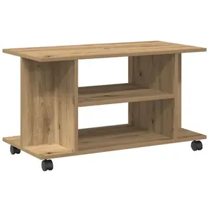 vidaXL Meuble TV roulettes chêne artisanal 80x40x45 cm bois ingénierie pas cher