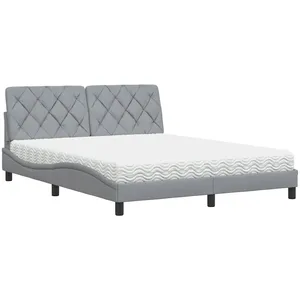 vidaXL Lit avec matelas gris clair 160x200 cm tissu