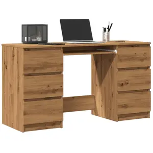 vidaXL Bureau chêne artisanal 140x50x77 cm bois d'ingénierie pas cher